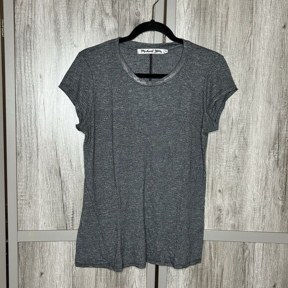 Michael Stars T Shirt One Size Gray Color Short Sleeves Silver Detail - Picture 1 of 5